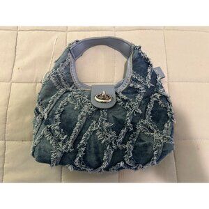 Vintage Denim Shoulder Bag Crossbody Purse Fringe Boho Y2K Jean Pocketbook Blue
